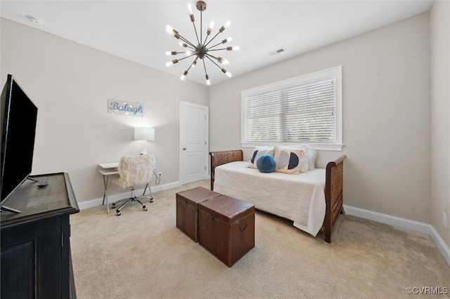 5154 Lake Summer Loop, Moseley, VA 23120 - bedroom with a chandelier and light colored carpet