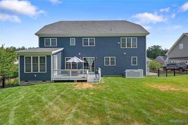 5154 Lake Summer Loop, Moseley, VA 23120 - rear view of property featuring a wooden deck and crawl space