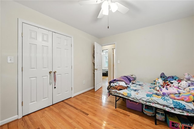 1593 Baxter Rd, Prince George, VA 23875 - bedroom featuring light wood finished floors, a ceiling fan, and a closet