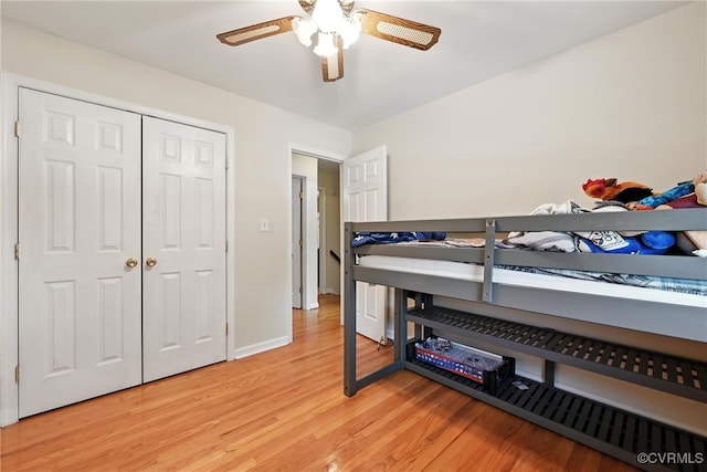 1593 Baxter Rd, Prince George, VA 23875 - bedroom with light wood-style floors, a ceiling fan, and a closet