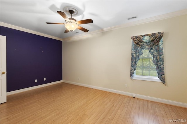 4410 Sharonridge Dr, North Chesterfield, VA 23236 - empty room featuring ceiling fan, light wood finished floors, and ornamental molding