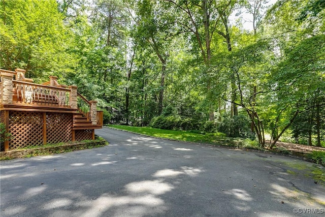 12103 Wexwood Pl, North Chesterfield, VA 23236 - view of asphalt road with stairway and a wooded view