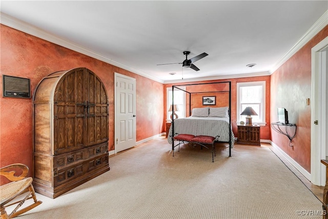 12103 Wexwood Pl, North Chesterfield, VA 23236 - bedroom with ornamental molding, carpet flooring, a ceiling fan, and arched walkways