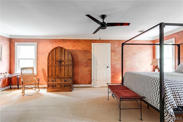 12103 Wexwood Pl, North Chesterfield, VA 23236 - bedroom with multiple windows, crown molding, and carpet flooring