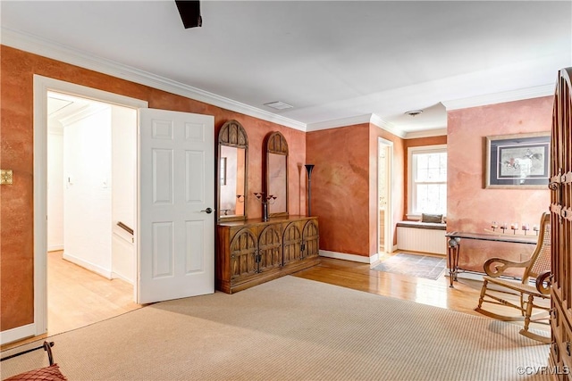 12103 Wexwood Pl, North Chesterfield, VA 23236 - entrance foyer with wood finished floors, ornamental molding, and radiator
