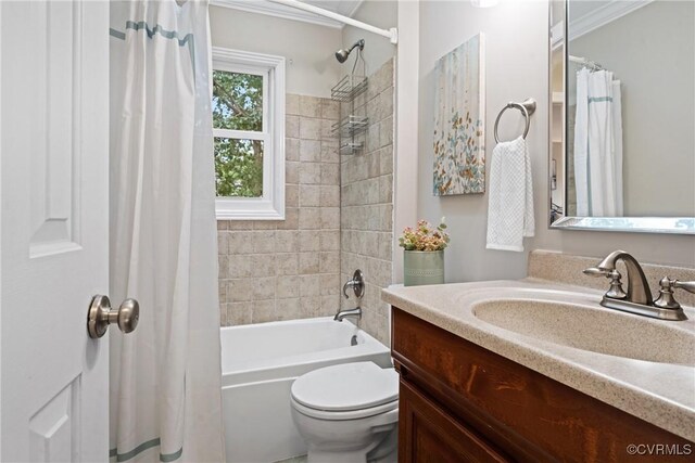 2801 Aspinwald Dr, Henrico, VA 23233 - full bathroom featuring vanity, shower / bath combo, and crown molding