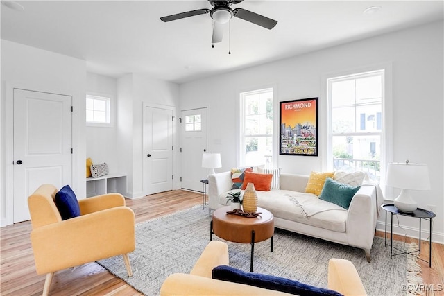 18 W 29th St, Richmond, VA 23223 - living room with light wood-type flooring and a ceiling fan