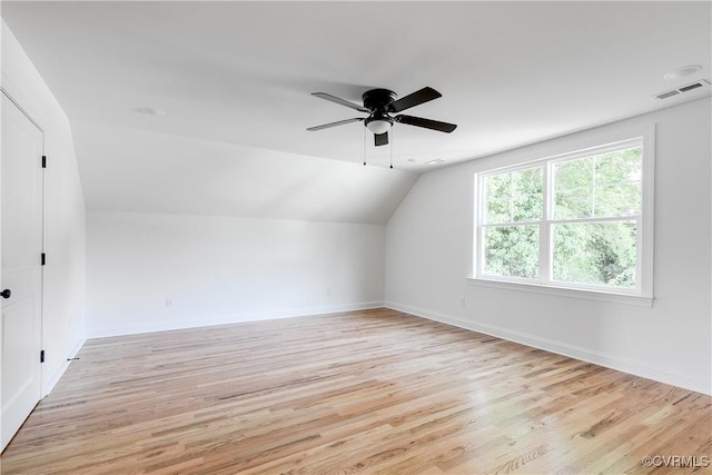 18 W 29th St, Richmond, VA 23223 - additional living space featuring vaulted ceiling, light wood finished floors, and ceiling fan