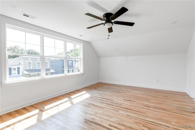 18 W 29th St, Richmond, VA 23223 - additional living space with light wood-style flooring, lofted ceiling, and ceiling fan