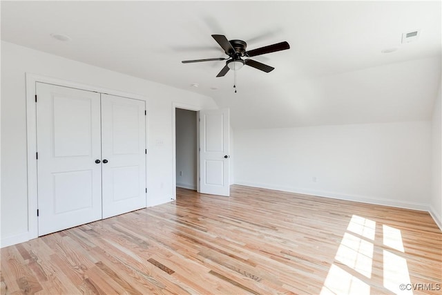 18 W 29th St, Richmond, VA 23223 - bonus room with lofted ceiling, light wood-style floors, and a ceiling fan