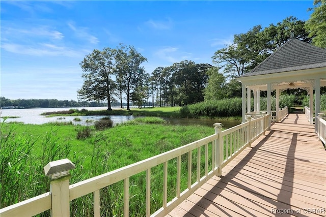 985 Kingston Ln, North, VA 23128 - wooden deck with a gazebo and a water view