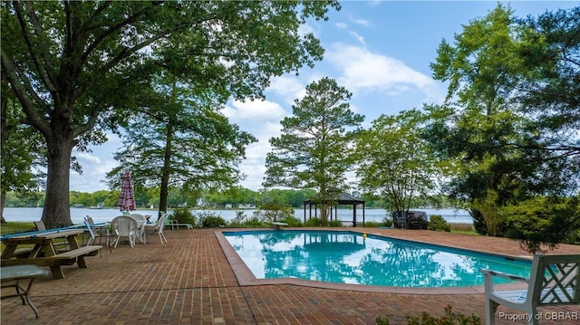 985 Kingston Ln, North, VA 23128 - outdoor pool featuring a diving board, a gazebo, and a patio area