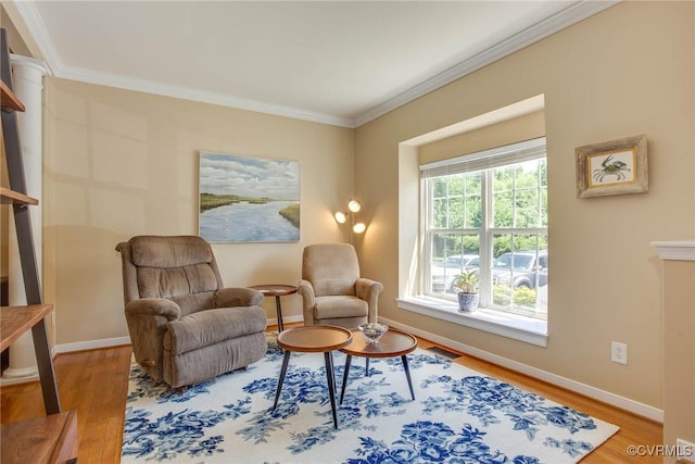 8750 Springwater Dr, Henrico, VA 23228 - living area featuring crown molding and wood finished floors