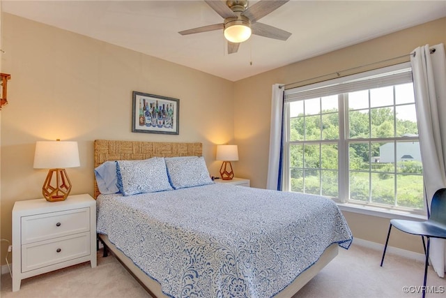 8750 Springwater Dr, Henrico, VA 23228 - bedroom with light colored carpet and a ceiling fan