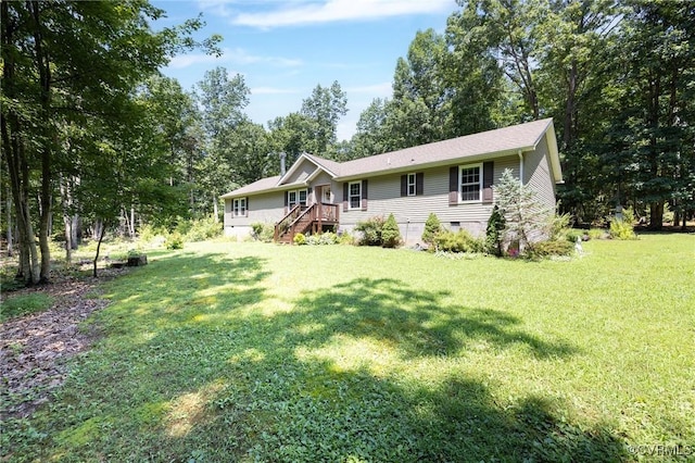 3737 Shelton Store Rd, Buckingham, VA 23921 - ranch-style house featuring crawl space and a front lawn