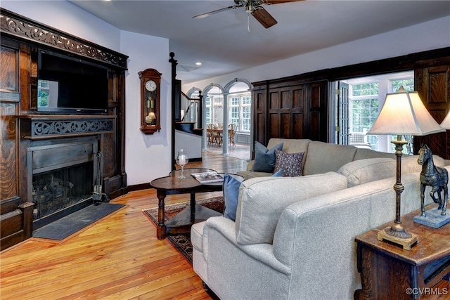 99 Walnut Hills Dr, Williamsburg, VA 23185 - living area with a ceiling fan, healthy amount of natural light, light wood-style floors, and recessed lighting