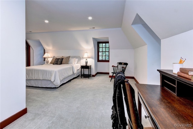 99 Walnut Hills Dr, Williamsburg, VA 23185 - bedroom featuring carpet, vaulted ceiling, and recessed lighting