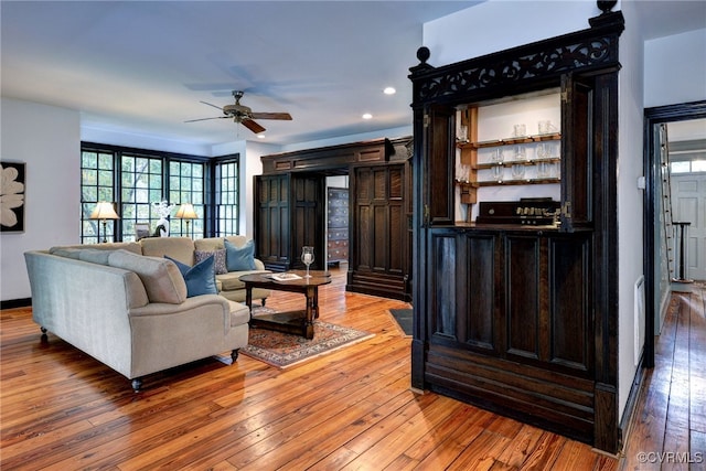 99 Walnut Hills Dr, Williamsburg, VA 23185 - living area with ceiling fan, light wood finished floors, and recessed lighting