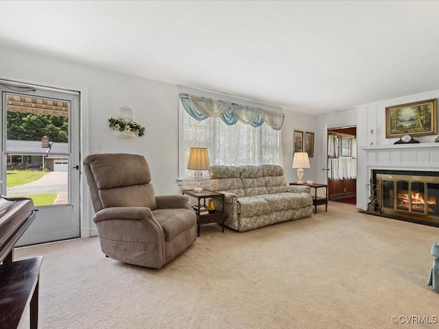 5913 Ridge Rd, Henrico, VA 23227 - carpeted living area featuring plenty of natural light and a fireplace with flush hearth