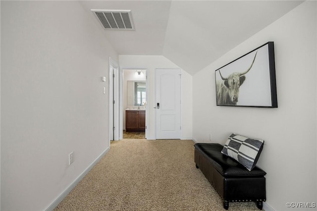8838 Rushbrooke Ln, Mechanicsville, VA 23116 - hallway featuring carpet flooring and lofted ceiling