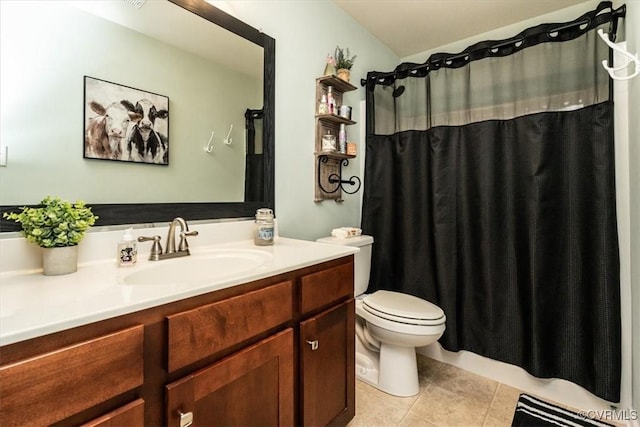 696 Anne Ln, Aylett, VA 23009 - full bathroom with vanity, tile patterned floors, and a shower with shower curtain
