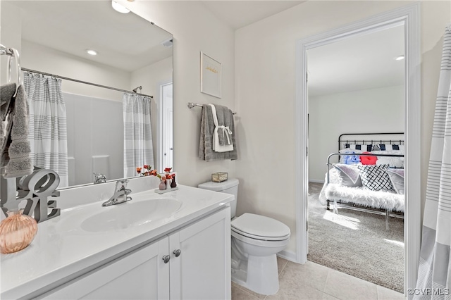 3417 Marwick Pl, Richmond, VA 23234 - bathroom with vanity, tile patterned flooring, curtained shower, and connected bathroom