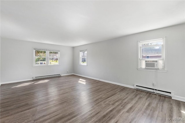 1110 Pine Ave, Hopewell, VA 23860 - spare room featuring a baseboard heating unit, cooling unit, and dark wood-style floors