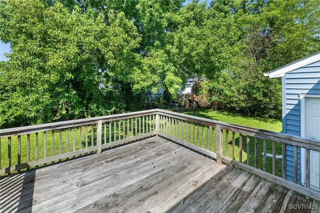 1110 Pine Ave, Hopewell, VA 23860 - wooden deck with a lawn and view of wooded area