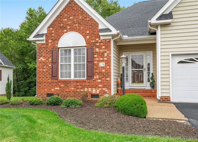 138 Carriage Point Ln, Glen Allen, VA 23059 - view of front of home featuring brick siding, a shingled roof, and crawl space