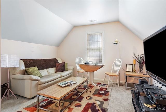 138 Carriage Point Ln, Glen Allen, VA 23059 - living room featuring light colored carpet and vaulted ceiling