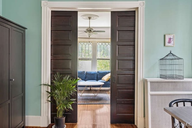 2024 Park Ave, Richmond, VA 23220 - doorway featuring wood finished floors and a ceiling fan