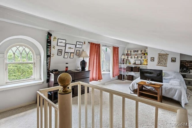 2024 Park Ave, Richmond, VA 23220 - living area with carpet floors and lofted ceiling