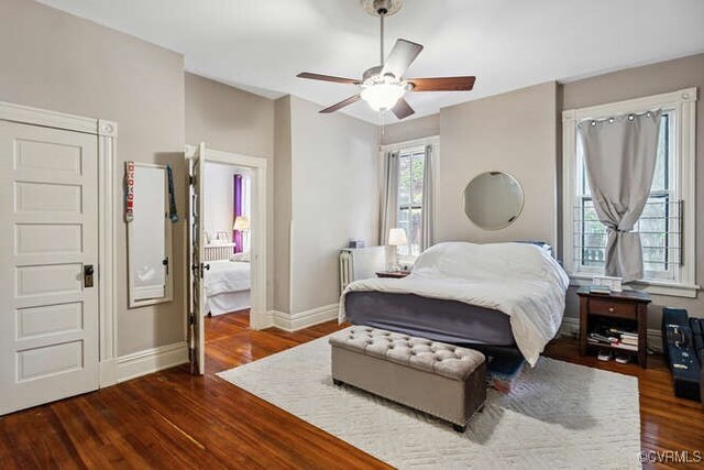 2024 Park Ave, Richmond, VA 23220 - bedroom featuring dark wood-type flooring and a ceiling fan