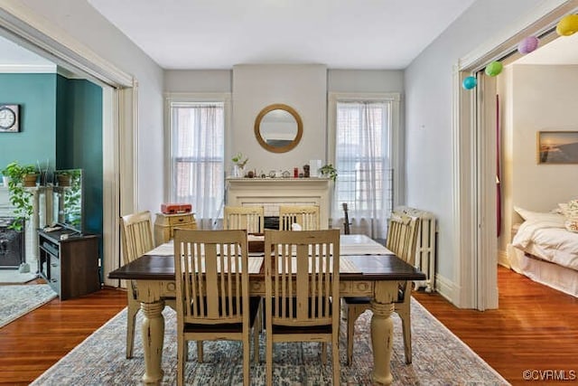 2024 Park Ave, Richmond, VA 23220 - dining space featuring wood finished floors, plenty of natural light, and radiator heating unit