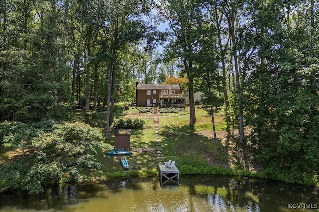 2226 Highland Dr, Powhatan, VA 23139 - dock area with a water view and a lawn