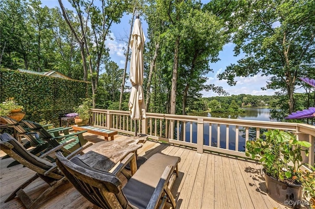 2226 Highland Dr, Powhatan, VA 23139 - wooden deck with a water view