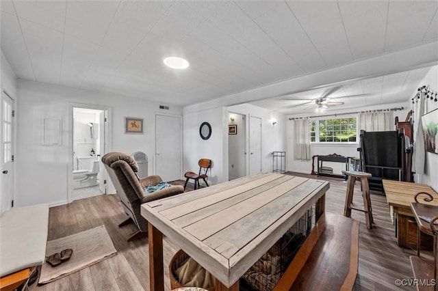 2226 Highland Dr, Powhatan, VA 23139 - dining area with wood finished floors and ceiling fan