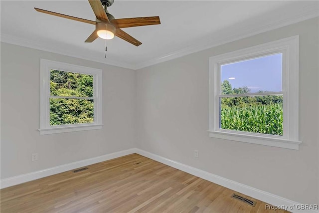 366 Patterson Rd, Mattaponi, VA 23110 - empty room with ornamental molding, light wood-style flooring, and ceiling fan