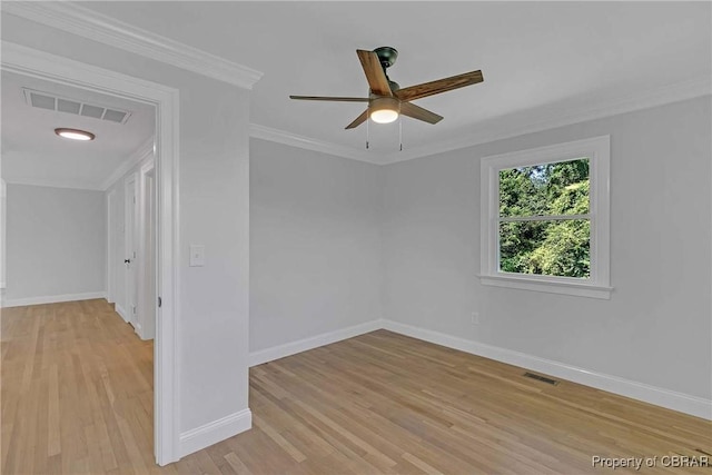 366 Patterson Rd, Mattaponi, VA 23110 - empty room with light wood-style floors, a ceiling fan, and ornamental molding