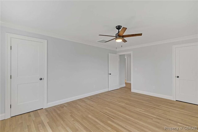 366 Patterson Rd, Mattaponi, VA 23110 - unfurnished room with light wood finished floors, a ceiling fan, and ornamental molding