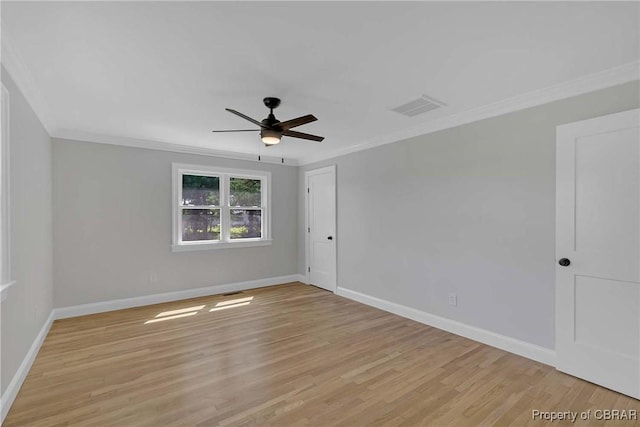366 Patterson Rd, Mattaponi, VA 23110 - empty room with ornamental molding, a ceiling fan, and light wood-style floors