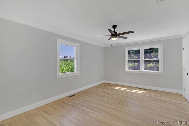 366 Patterson Rd, Mattaponi, VA 23110 - spare room with ornamental molding, ceiling fan, and light wood-type flooring