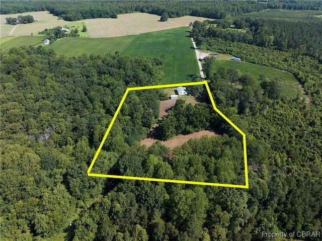 366 Patterson Rd, Mattaponi, VA 23110 - overview of rural landscape with a heavily wooded area and property boundaries highlighted