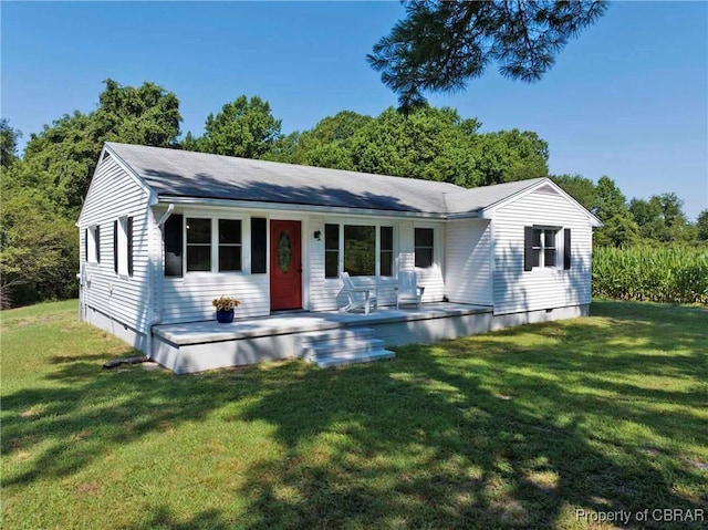 366 Patterson Rd, Mattaponi, VA 23110 - ranch-style house with covered porch, crawl space, and a front yard
