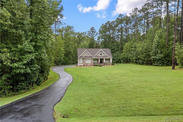 11499 Jack Ln, Hanover, VA 23146 - view of front of property with asphalt driveway, a front yard, and a view of trees