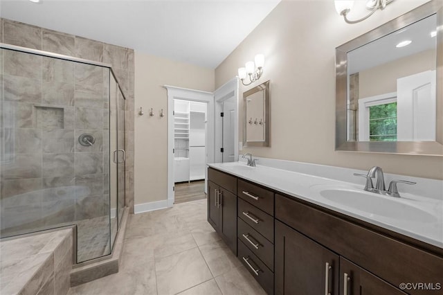 11499 Jack Ln, Hanover, VA 23146 - full bathroom featuring double vanity and a stall shower