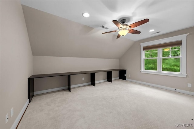 11499 Jack Ln, Hanover, VA 23146 - bonus room featuring a ceiling fan, carpet, vaulted ceiling, and recessed lighting