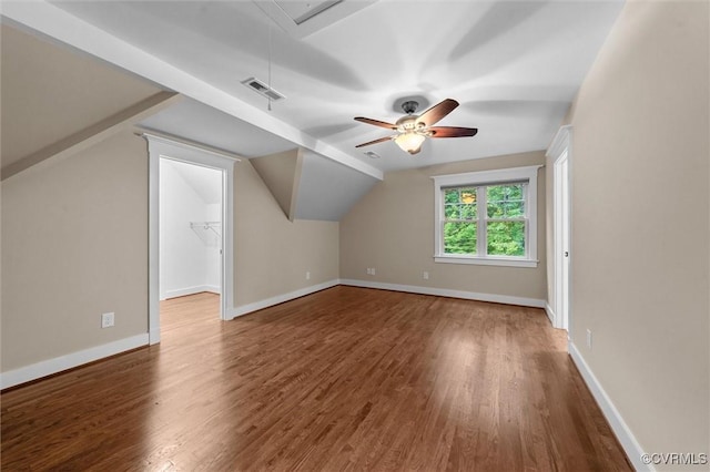 11499 Jack Ln, Hanover, VA 23146 - additional living space with wood finished floors, vaulted ceiling, and a ceiling fan