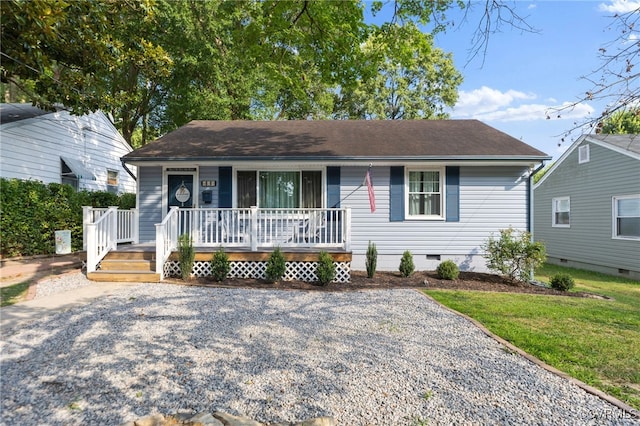 415 Crescent Ave, Colonial Heights, VA 23834 - ranch-style house with crawl space, covered porch, and roof with shingles
