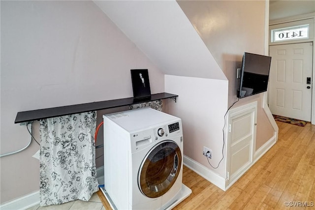1410 W Clay St, Richmond, VA 23220 - laundry room with washer / dryer and light wood-style floors